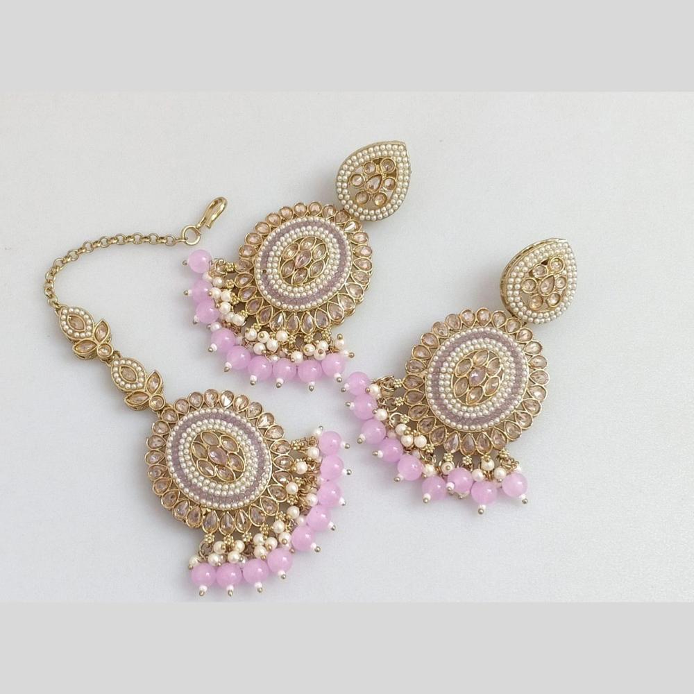 Pooja Bangles Gold Plated Crystal  And Beads Designer Earrings with Maangtikka Set