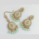 Pooja Bangles Gold Plated Crystal  And Beads Designer Earrings with Maangtikka Set