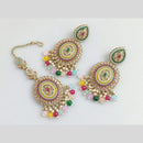 Pooja Bangles Gold Plated Crystal  And Beads Designer Earrings with Maangtikka Set