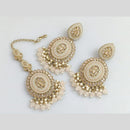 Pooja Bangles Gold Plated Crystal  And Beads Designer Earrings with Maangtikka Set