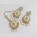 Pooja Bangles Gold Plated Crystal  And Beads Designer Earrings with Maangtikka Set