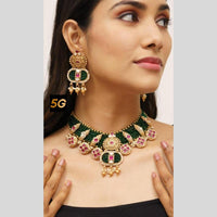 Pooja Bangles Gold Plated Pota And Pearl Work Traditional Necklace Set