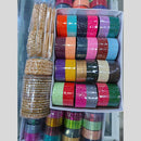 Pooja Bangles Stunning Gold Plated Multi Color Mirror And Pearl Metal Bangle Set