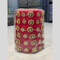 Pooja Bangles Gold Plated Pink Dazzling Austrian Stone Bangles Set