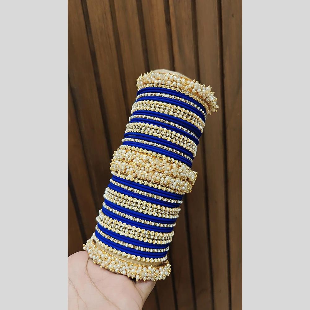 Pooja Bangles Delicate Gold Plated Pearl Work Bangles Set