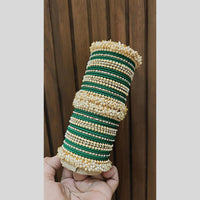 Pooja Bangles Delicate Gold Plated Pearl Work Bangles Set