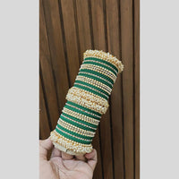 Pooja Bangles Delicate Gold Plated Pearl Work Bangles Set