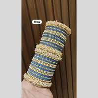 Pooja Bangles Delicate Gold Plated Pearl Work Bangles Set