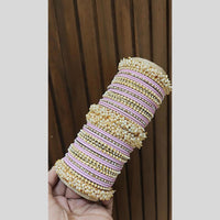 Pooja Bangles Delicate Gold Plated Pearl Work Bangles Set