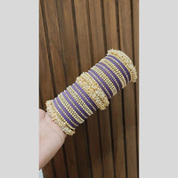 Pooja Bangles Delicate Gold Plated Pearl Work Bangles Set