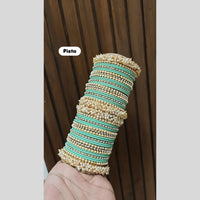 Pooja Bangles Delicate Gold Plated Pearl Work Bangles Set