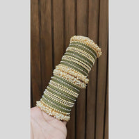 Pooja Bangles Delicate Gold Plated Pearl Work Bangles Set