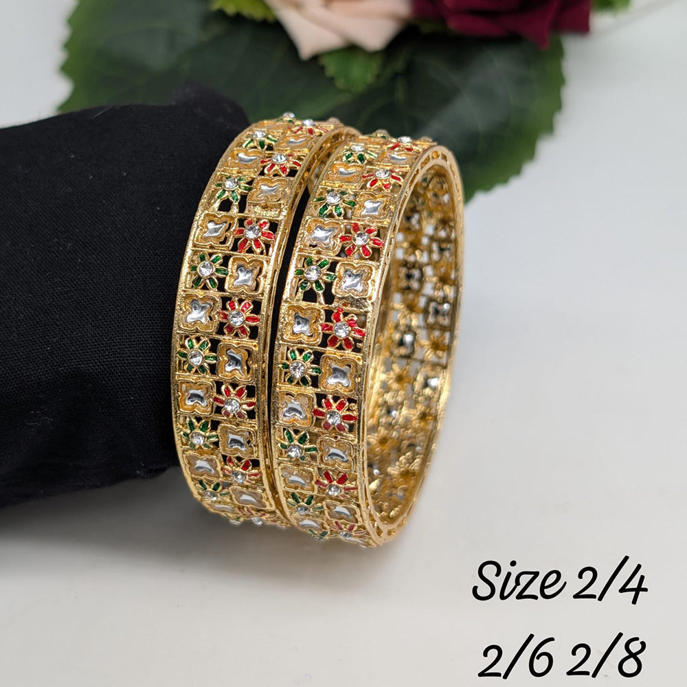 Pooja Bangles Gold Plated Kundan Stone Meenakari Bangles Set