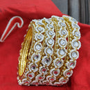Pooja Bangles Gold Plated Kundan Stone And Pearl Bangle Set