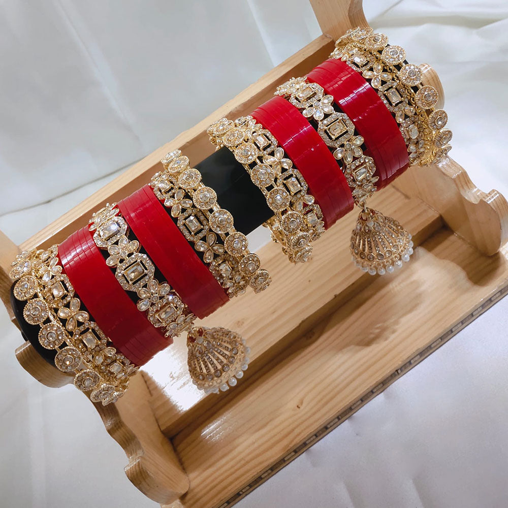 Pooja Bangles Gold Plated Austrian Stone Acrylic Bangles Set