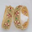 Pooja Bangles Gold Plated Pota Stone Openable Bangles Set