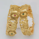 Pooja Bangles Gold Plated Pota Stone Openable Bangles Set