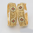 Pooja Bangles Gold Plated Pota Stone  And Pearl Openable Bangles Set