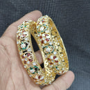 Pooja Bangles Gold Plated Kundan Stone And Meenakari Bangles Set