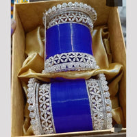 Pooja Bangles Silver Plated Austrian Acrylic Bangles Set 