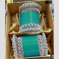 Pooja Bangles Silver Plated Austrian Acrylic Bangles Set