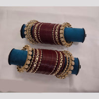 Pooja Bangles Gold Plated Austrian And Pearl Acrylic Bangles Set 