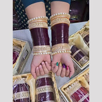 Pooja Bangles Gold Plated Austrian And Pearl Acrylic Bangles Set 