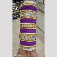 Pooja Bangles Gold Plated Kundan And Austrian Bangles Set
