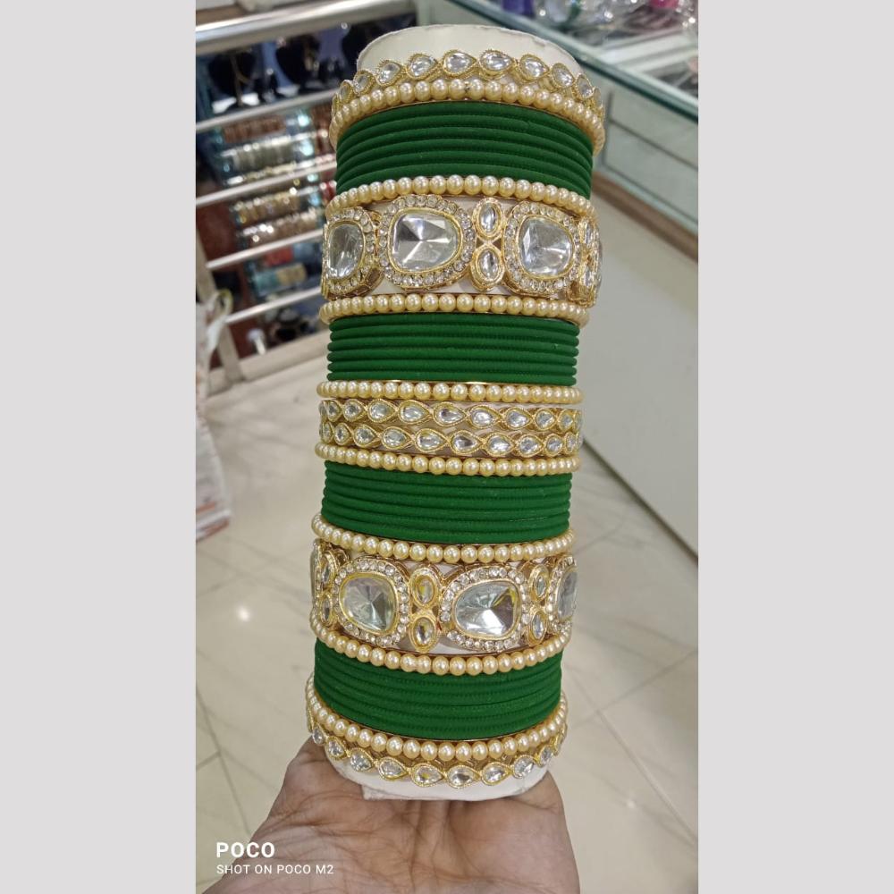 Pooja Bangles Gold Plated Kundan And Austrian Bangles Set