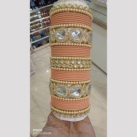 Pooja Bangles Gold Plated Kundan And Austrian Bangles Set