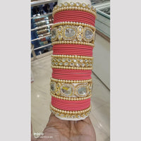 Pooja Bangles Gold Plated Kundan And Austrian Bangles Set