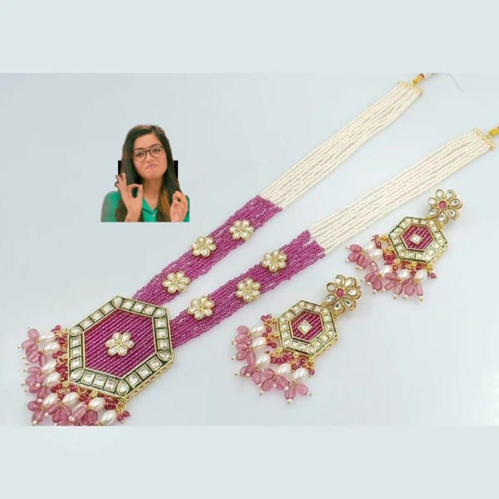 Pooja Bangles Pota Stone & Pearl Long Necklace Set