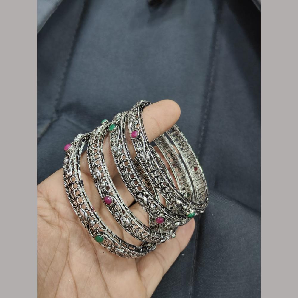 Pooja Bangles Oxidized Sterling Look Tribal Ethnic Bangle Set