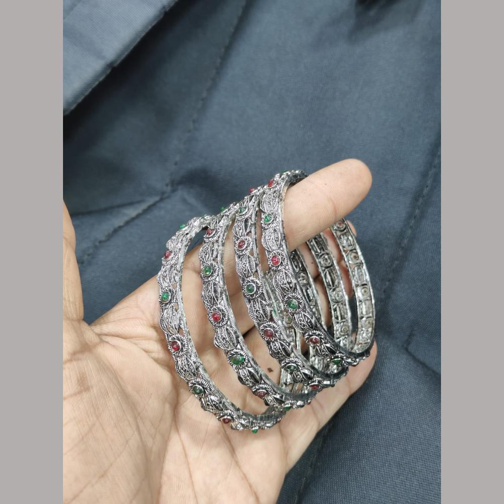 Pooja Bangles Oxidized Sterling Look Tribal Ethnic Bangle Set