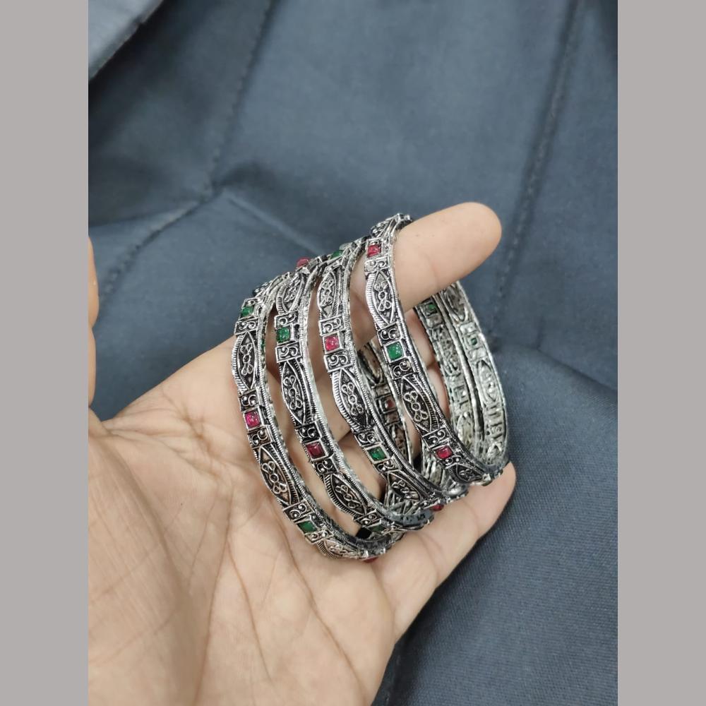 Pooja Bangles Oxidized Sterling Look Tribal Ethnic Bangle Set