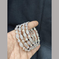 Pooja Bangles Rhodium Plated Austrian Stone Bangle Set
