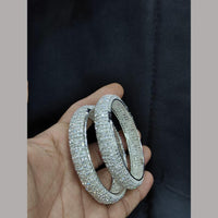 Pooja Bangles Rhodium Plated Austrian Stone Bangle Set
