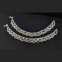Pooja Bangles Rhodium Finish Sparkling Austrian Stone Payal \ Anklet 