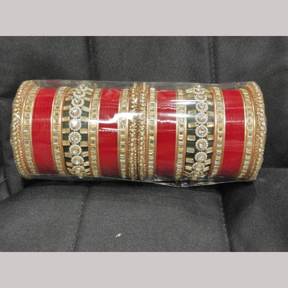 Pooja Bangles Stylish Austrian Stone And Pearl Bangles Set