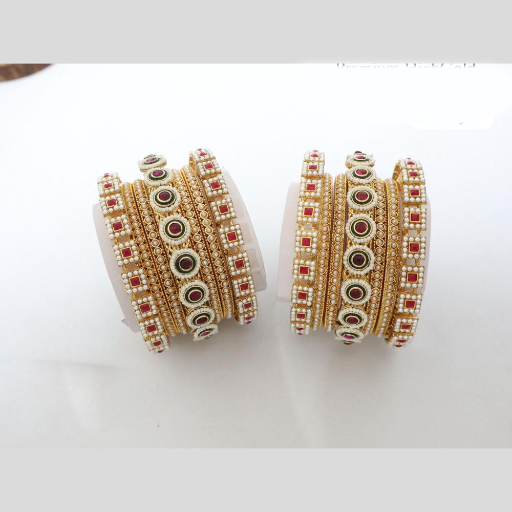 Pooja Bangles Elegant Pota Stone And Pearl Bangles Set