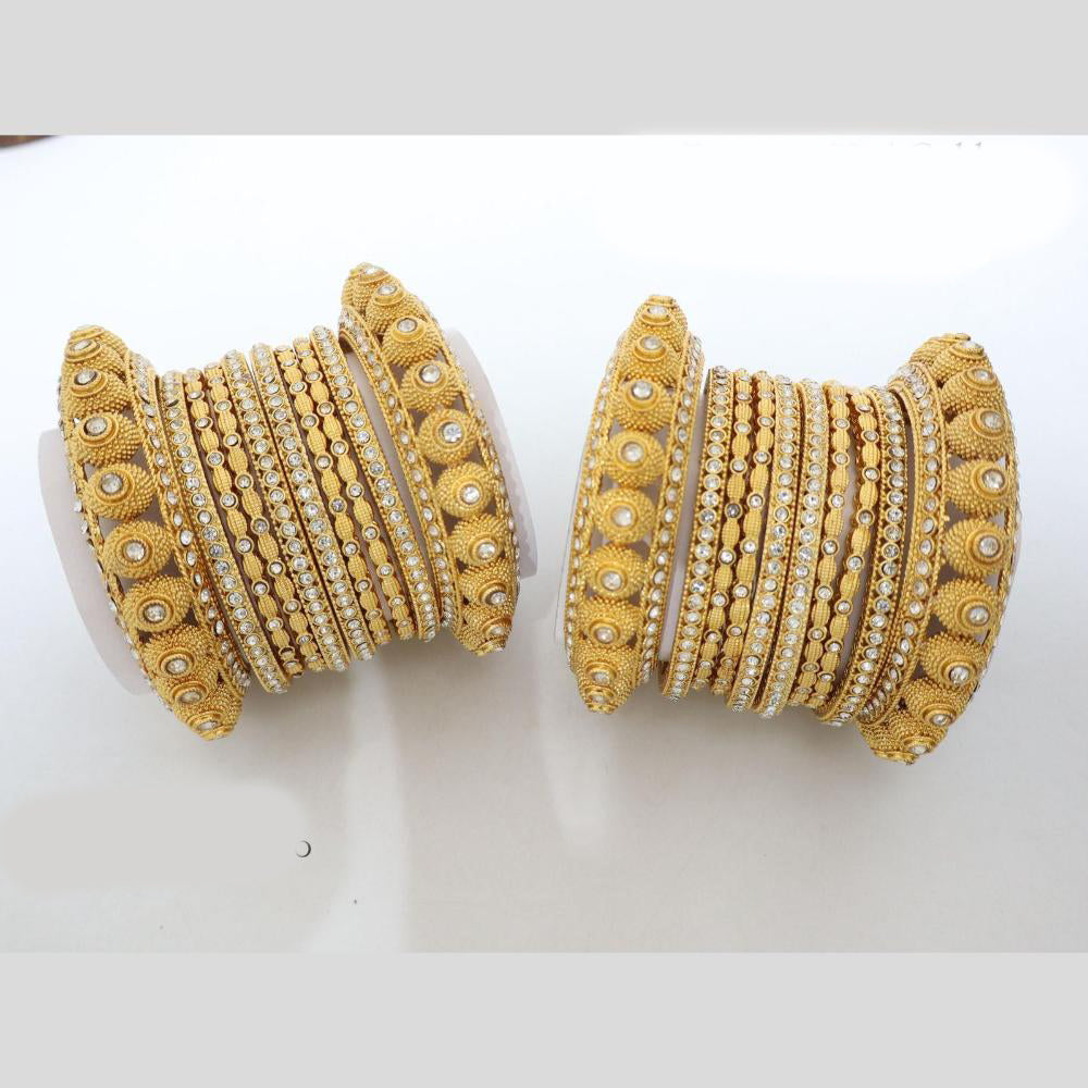 Pooja Bangles Elegant Pota Stone And Pearl Bangles Set