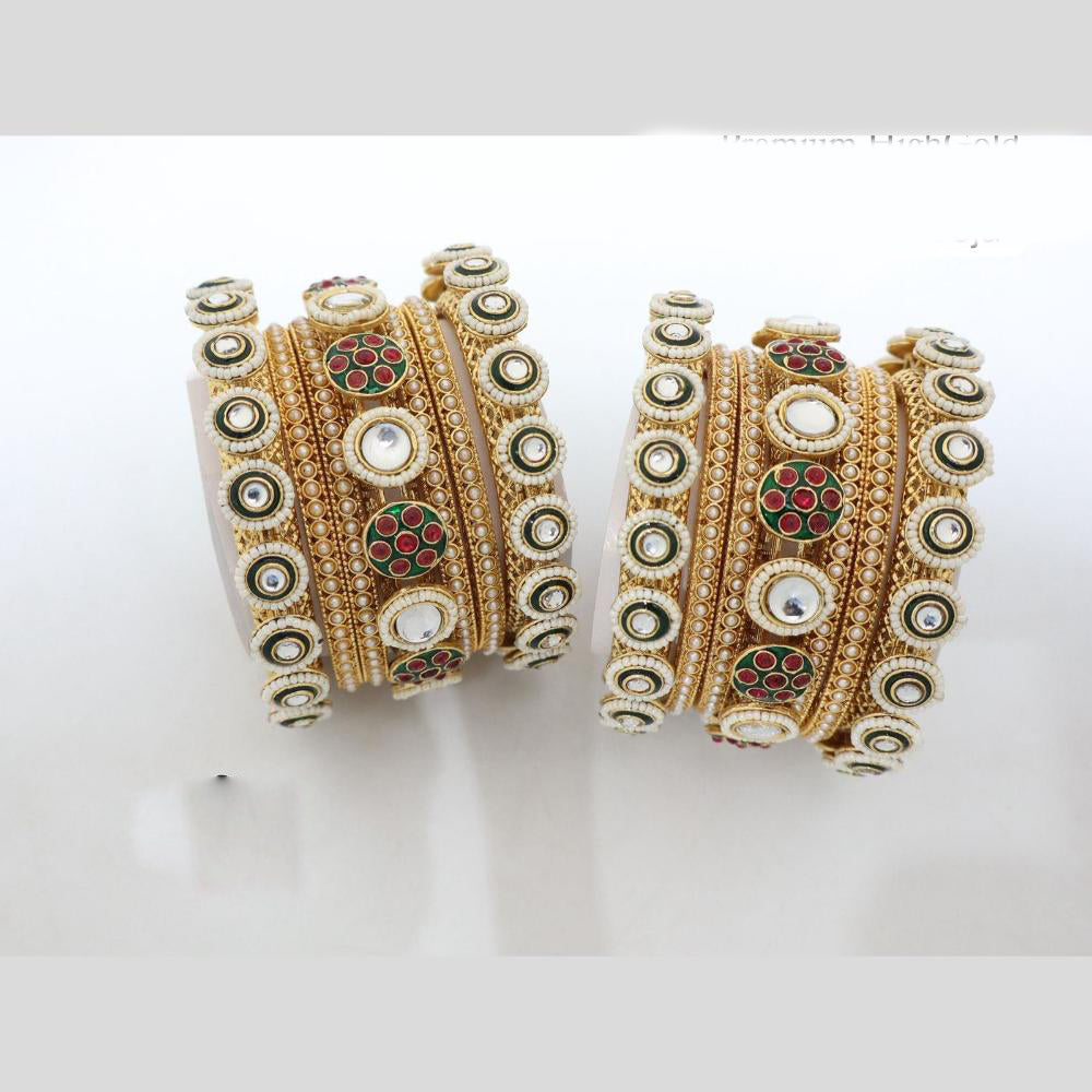 Pooja Bangles Elegant Pota Stone And Pearl Bangles Set