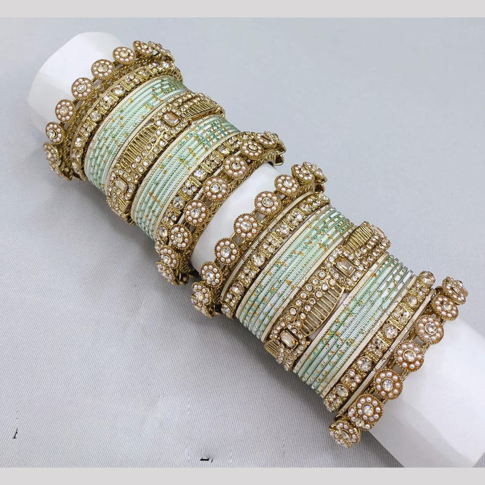 Pooja Bangles Ethnic Austrian Stone And Pearl Bangles Set