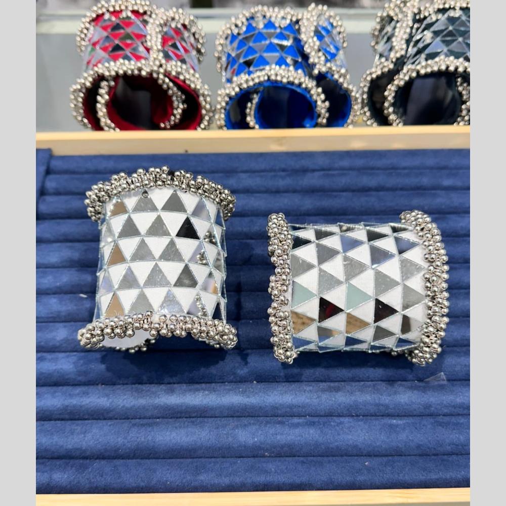 Pooja Bangles Navratri Special Oxidised Plated Mirror Ghungroo Kada