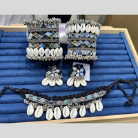 Pooja Bangles Oxidised Plated Mirror And Shell Ghungroo Combo Set 