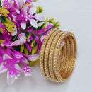 Pooja Bangles Elegant Sparkle Pearl And Beads Bangles Set