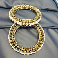Pooja Bangles Elegant Sparkle Pearl And Beads Bangles Set