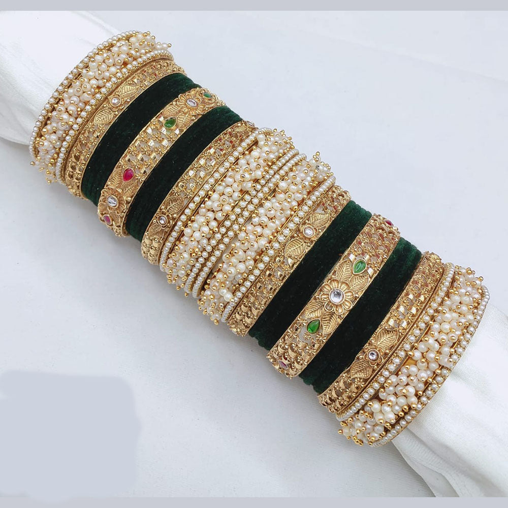 Pooja Bangles Ethnic Traditions Pota Stone And Pearl Bangles Set