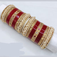 Pooja Bangles Ethnic Traditions Pota Stone And Pearl Bangles Set
