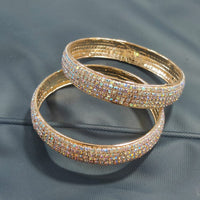 Pooja Bangles Rhodium Plated Designer Austrian Stone Bangle Set